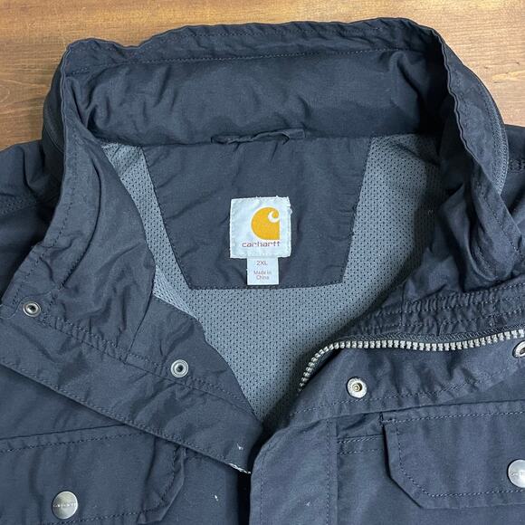 Carhartt Rain Defender Black Hooded Jacket Utility Coat Men's 2XL 103126 001 - Picture 6 of 14